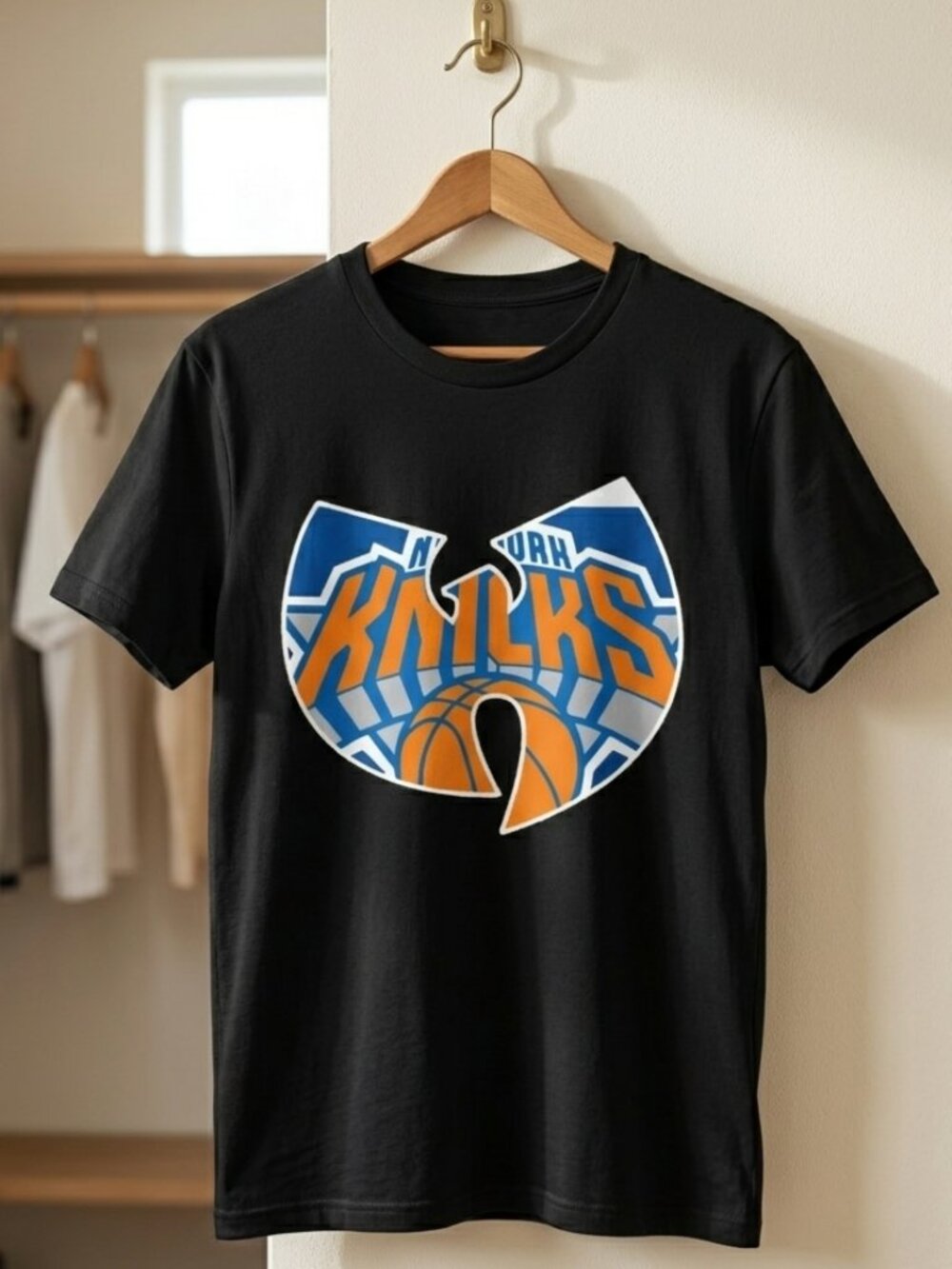 New York Knicks Wu Tang Style Vintage Graphic Tee Basketball Streetwear